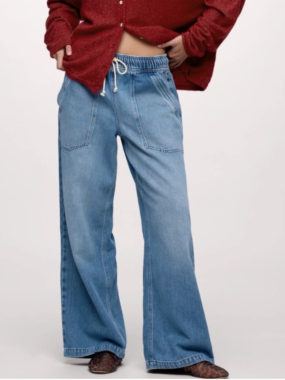 Nuuds Wide Leg Pull On Denim Jeans Women's Xxl
